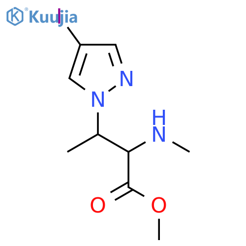 methyl 3-(4-iodo-1H-pyrazol-1-yl)-2-(methylamino)butanoate structure