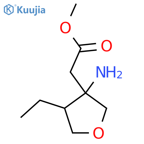 methyl 2-(3-amino-4-ethyloxolan-3-yl)acetate structure