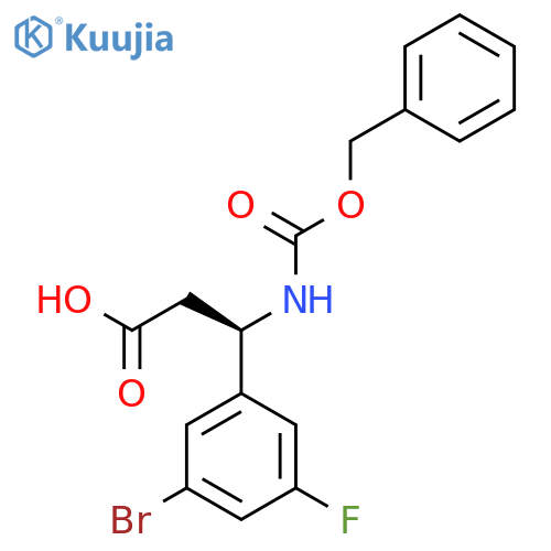 (3R)-3-{(benzyloxy)carbonylamino}-3-(3-bromo-5-fluorophenyl)propanoic acid structure