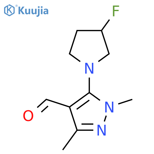 5-(3-fluoropyrrolidin-1-yl)-1,3-dimethyl-1H-pyrazole-4-carbaldehyde structure