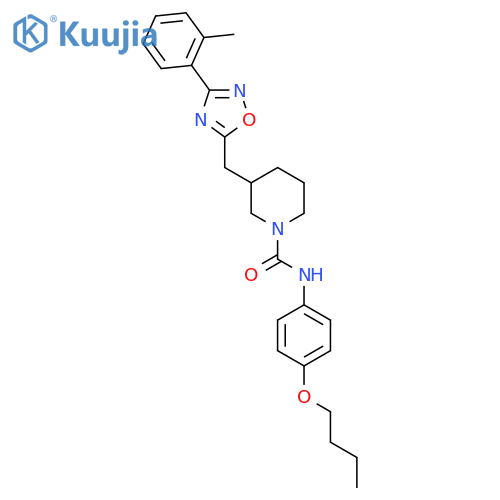 N-(4-butoxyphenyl)-3-{[3-(2-methylphenyl)-1,2,4-oxadiazol-5-yl]methyl}piperidine-1-carboxamide structure