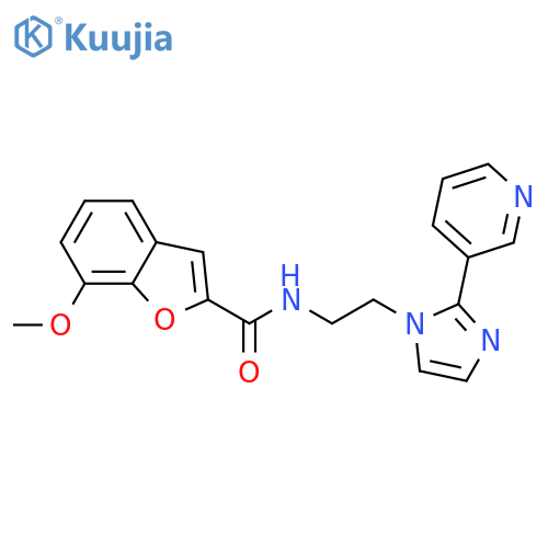7-methoxy-N-{2-[2-(pyridin-3-yl)-1H-imidazol-1-yl]ethyl}-1-benzofuran-2-carboxamide structure