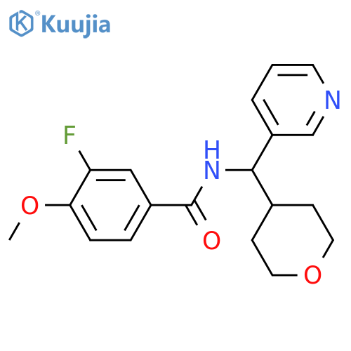 3-fluoro-4-methoxy-N-[(oxan-4-yl)(pyridin-3-yl)methyl]benzamide structure