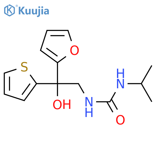 1-2-(furan-2-yl)-2-hydroxy-2-(thiophen-2-yl)ethyl-3-(propan-2-yl)urea structure