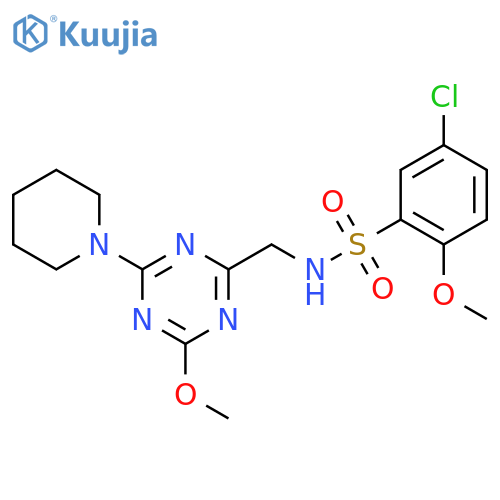 5-chloro-2-methoxy-N-{4-methoxy-6-(piperidin-1-yl)-1,3,5-triazin-2-ylmethyl}benzene-1-sulfonamide structure