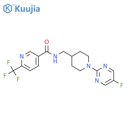 N-[[1-(5-fluoropyrimidin-2-yl)piperidin-4-yl]methyl]-6-(trifluoromethyl)pyridine-3-carboxamide structure