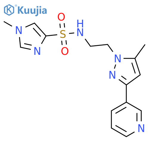 1-methyl-N-{2-[5-methyl-3-(pyridin-3-yl)-1H-pyrazol-1-yl]ethyl}-1H-imidazole-4-sulfonamide structure