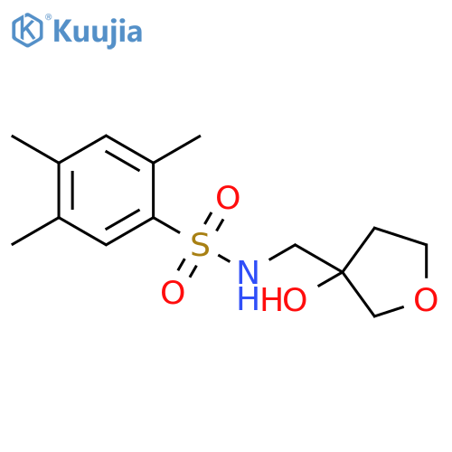 N-(3-hydroxyoxolan-3-yl)methyl-2,4,5-trimethylbenzene-1-sulfonamide structure