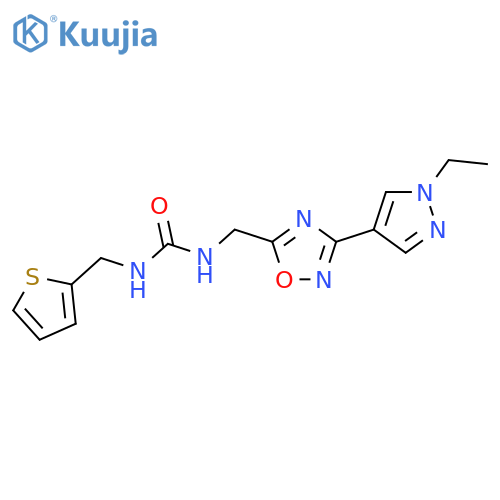 3-{[3-(1-ethyl-1H-pyrazol-4-yl)-1,2,4-oxadiazol-5-yl]methyl}-1-[(thiophen-2-yl)methyl]urea structure
