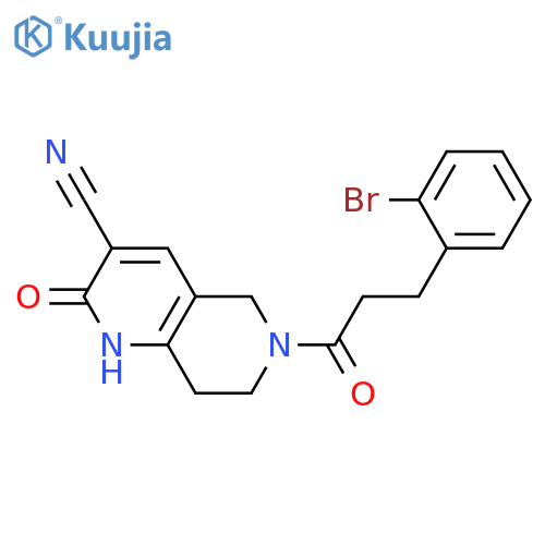 6-[3-(2-bromophenyl)propanoyl]-2-oxo-1,5,7,8-tetrahydro-1,6-naphthyridine-3-carbonitrile structure