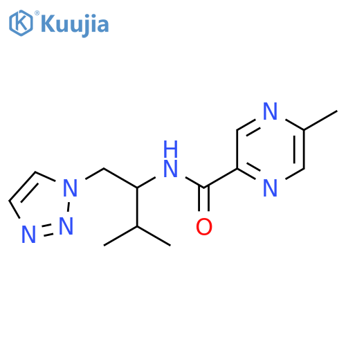 5-methyl-N-[3-methyl-1-(1H-1,2,3-triazol-1-yl)butan-2-yl]pyrazine-2-carboxamide structure