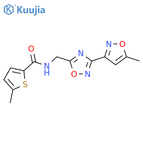 5-methyl-N-{[3-(5-methyl-1,2-oxazol-3-yl)-1,2,4-oxadiazol-5-yl]methyl}thiophene-2-carboxamide structure