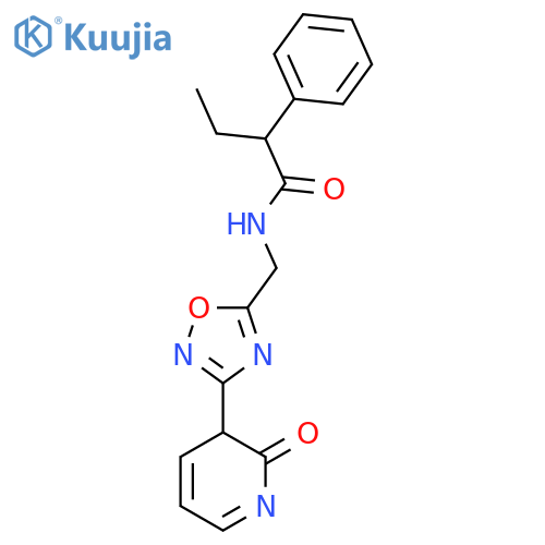 N-{[3-(2-oxo-1,2-dihydropyridin-3-yl)-1,2,4-oxadiazol-5-yl]methyl}-2-phenylbutanamide structure