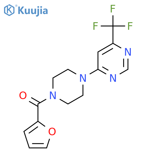 4-[4-(furan-2-carbonyl)piperazin-1-yl]-6-(trifluoromethyl)pyrimidine structure