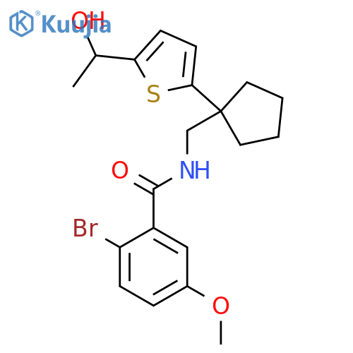 2-bromo-N-({1-[5-(1-hydroxyethyl)thiophen-2-yl]cyclopentyl}methyl)-5-methoxybenzamide structure