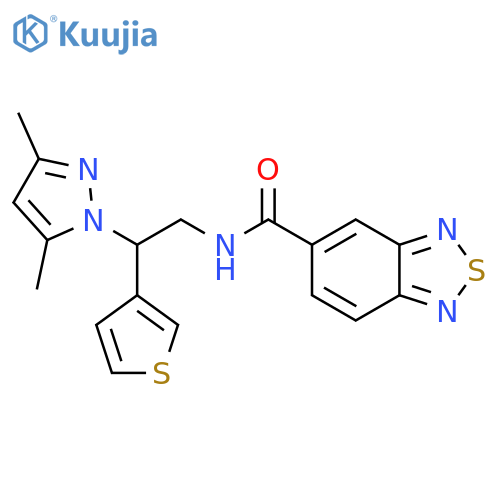 N-[2-(3,5-dimethyl-1H-pyrazol-1-yl)-2-(thiophen-3-yl)ethyl]-2,1,3-benzothiadiazole-5-carboxamide structure