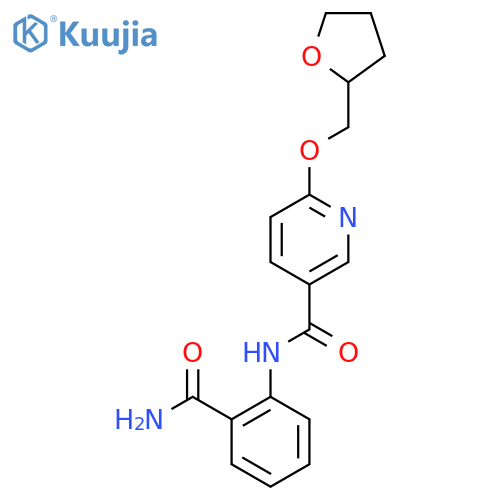 N-(2-carbamoylphenyl)-6-((tetrahydrofuran-2-yl)methoxy)nicotinamide structure