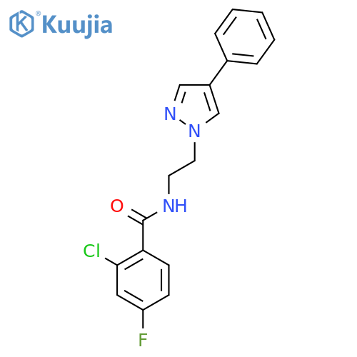 2-chloro-4-fluoro-N-2-(4-phenyl-1H-pyrazol-1-yl)ethylbenzamide structure