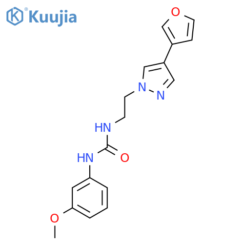 3-{2-[4-(furan-3-yl)-1H-pyrazol-1-yl]ethyl}-1-(3-methoxyphenyl)urea structure