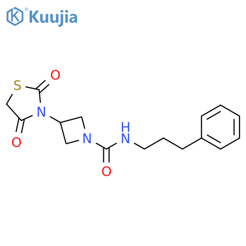 3-(2,4-dioxo-1,3-thiazolidin-3-yl)-N-(3-phenylpropyl)azetidine-1-carboxamide structure