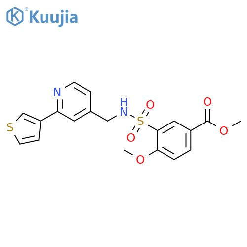 methyl 4-methoxy-3-({2-(thiophen-3-yl)pyridin-4-ylmethyl}sulfamoyl)benzoate structure