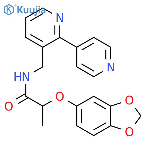 2-(2H-1,3-benzodioxol-5-yloxy)-N-({[2,4'-bipyridine]-3-yl}methyl)propanamide structure