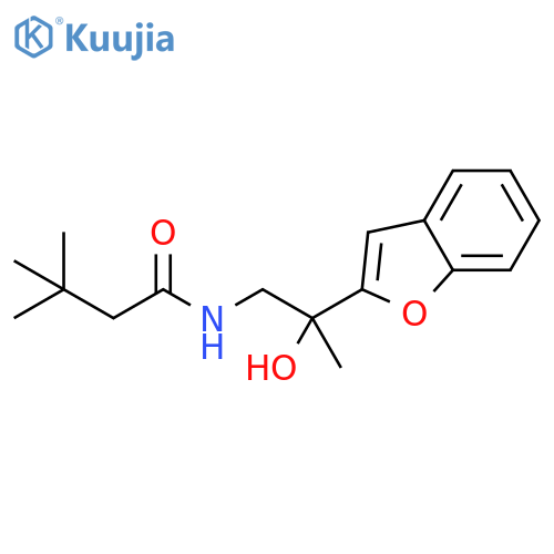 N-(2-(benzofuran-2-yl)-2-hydroxypropyl)-3,3-dimethylbutanamide structure