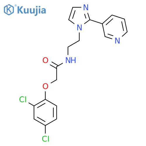 2-(2,4-dichlorophenoxy)-N-{2-[2-(pyridin-3-yl)-1H-imidazol-1-yl]ethyl}acetamide structure