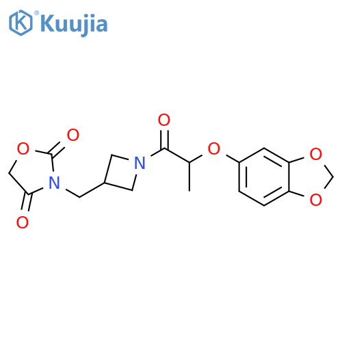 3-({1-2-(2H-1,3-benzodioxol-5-yloxy)propanoylazetidin-3-yl}methyl)-1,3-oxazolidine-2,4-dione structure