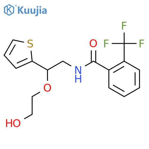 N-2-(2-hydroxyethoxy)-2-(thiophen-2-yl)ethyl-2-(trifluoromethyl)benzamide structure