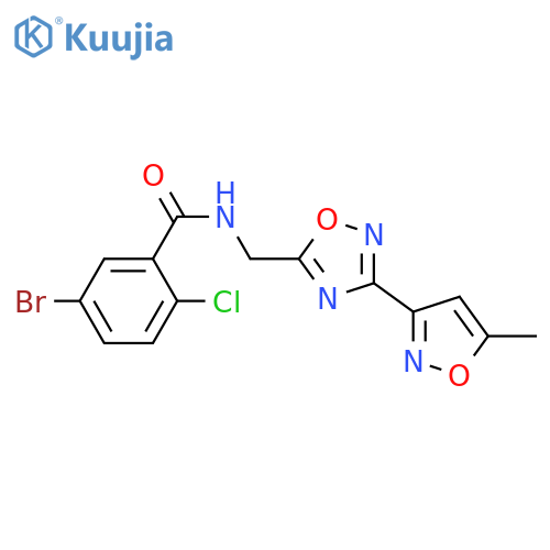 5-bromo-2-chloro-N-{[3-(5-methyl-1,2-oxazol-3-yl)-1,2,4-oxadiazol-5-yl]methyl}benzamide structure