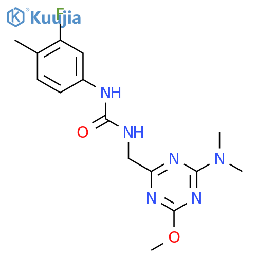 3-{4-(dimethylamino)-6-methoxy-1,3,5-triazin-2-ylmethyl}-1-(3-fluoro-4-methylphenyl)urea structure