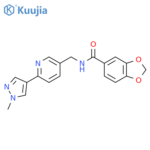 N-{6-(1-methyl-1H-pyrazol-4-yl)pyridin-3-ylmethyl}-2H-1,3-benzodioxole-5-carboxamide structure