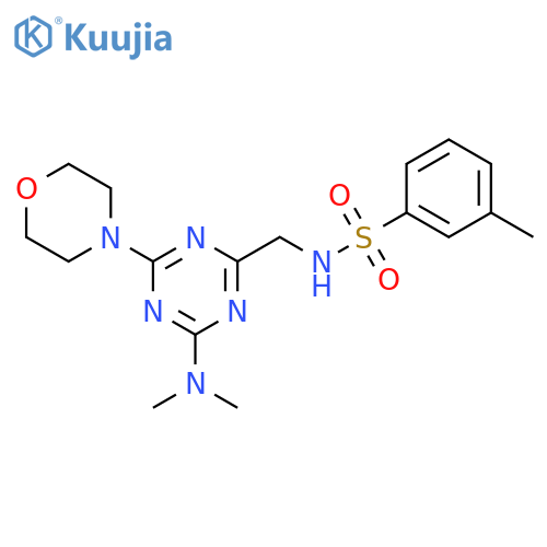 N-{4-(dimethylamino)-6-(morpholin-4-yl)-1,3,5-triazin-2-ylmethyl}-3-methylbenzene-1-sulfonamide structure
