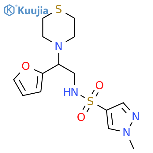N-2-(furan-2-yl)-2-(thiomorpholin-4-yl)ethyl-1-methyl-1H-pyrazole-4-sulfonamide structure