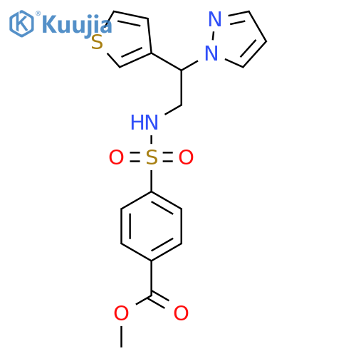 methyl 4-{2-(1H-pyrazol-1-yl)-2-(thiophen-3-yl)ethylsulfamoyl}benzoate structure