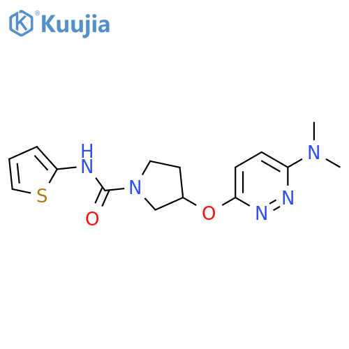 3-{6-(dimethylamino)pyridazin-3-yloxy}-N-(thiophen-2-yl)pyrrolidine-1-carboxamide structure