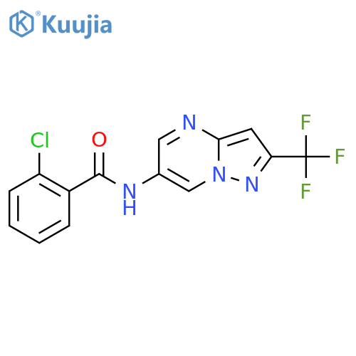 2-chloro-N-[2-(trifluoromethyl)pyrazolo[1,5-a]pyrimidin-6-yl]benzamide structure