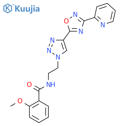 2-methoxy-N-(2-{4-3-(pyridin-2-yl)-1,2,4-oxadiazol-5-yl-1H-1,2,3-triazol-1-yl}ethyl)benzamide structure