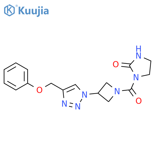 1-{3-[4-(phenoxymethyl)-1H-1,2,3-triazol-1-yl]azetidine-1-carbonyl}imidazolidin-2-one structure