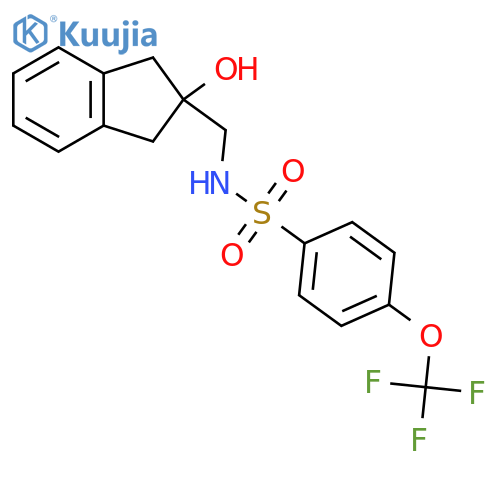 N-(2-hydroxy-2,3-dihydro-1H-inden-2-yl)methyl-4-(trifluoromethoxy)benzene-1-sulfonamide structure
