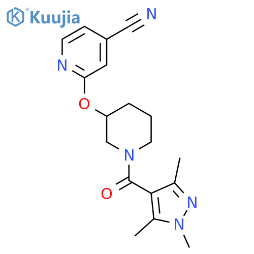 2-{[1-(1,3,5-trimethyl-1H-pyrazole-4-carbonyl)piperidin-3-yl]oxy}pyridine-4-carbonitrile structure