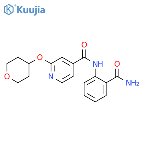 N-(2-carbamoylphenyl)-2-(oxan-4-yloxy)pyridine-4-carboxamide structure