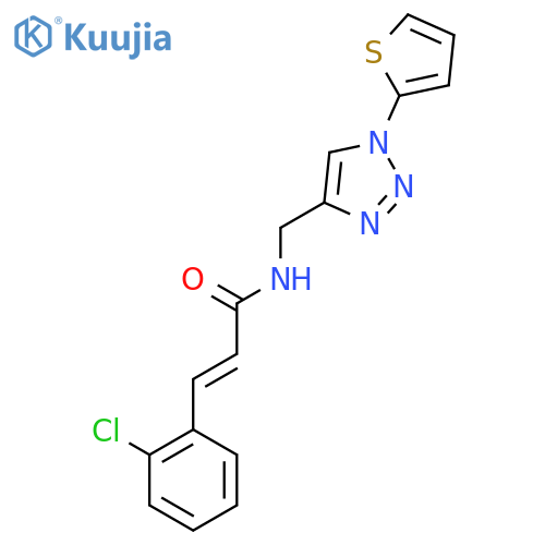 (2E)-3-(2-chlorophenyl)-N-{[1-(thiophen-2-yl)-1H-1,2,3-triazol-4-yl]methyl}prop-2-enamide structure