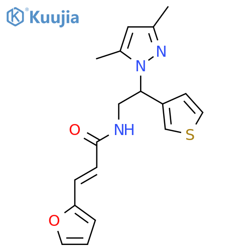 (2E)-N-[2-(3,5-dimethyl-1H-pyrazol-1-yl)-2-(thiophen-3-yl)ethyl]-3-(furan-2-yl)prop-2-enamide structure