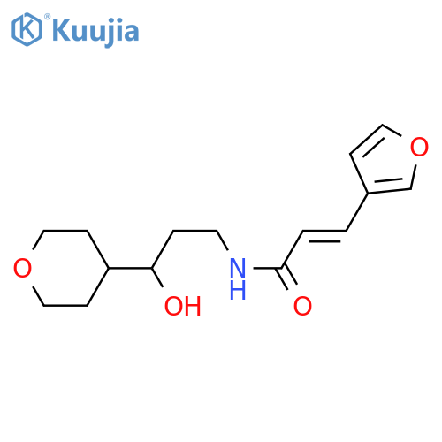 (2E)-3-(furan-3-yl)-N-[3-hydroxy-3-(oxan-4-yl)propyl]prop-2-enamide structure