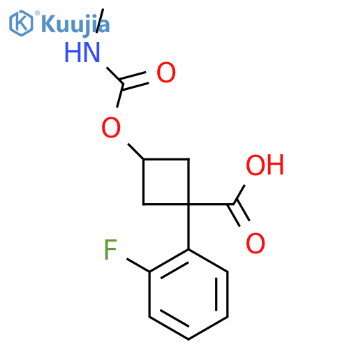 (1s,3s)-1-(2-fluorophenyl)-3-(methylcarbamoyl)oxycyclobutane-1-carboxylic acid structure