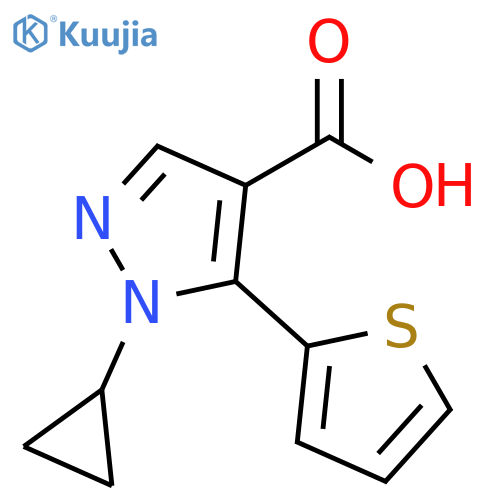 1H-Pyrazole-4-carboxylic acid, 1-cyclopropyl-5-(2-thienyl)- structure