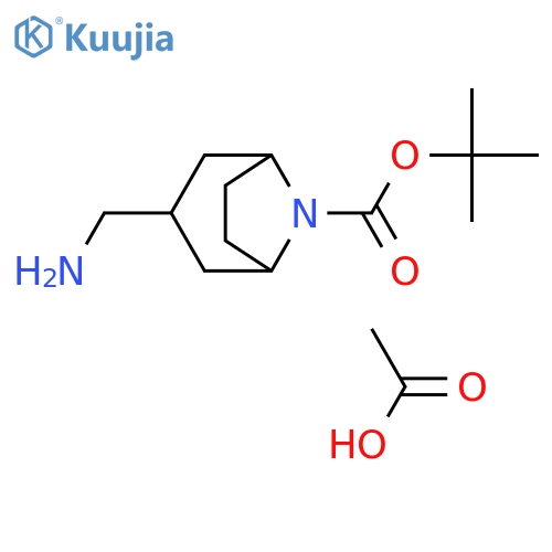tert-butyl 3-(aminomethyl)-8-azabicyclo[3.2.1]octane-8-carboxylate acetate structure