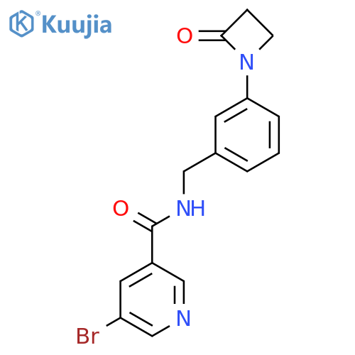 5-bromo-N-{[3-(2-oxoazetidin-1-yl)phenyl]methyl}pyridine-3-carboxamide structure